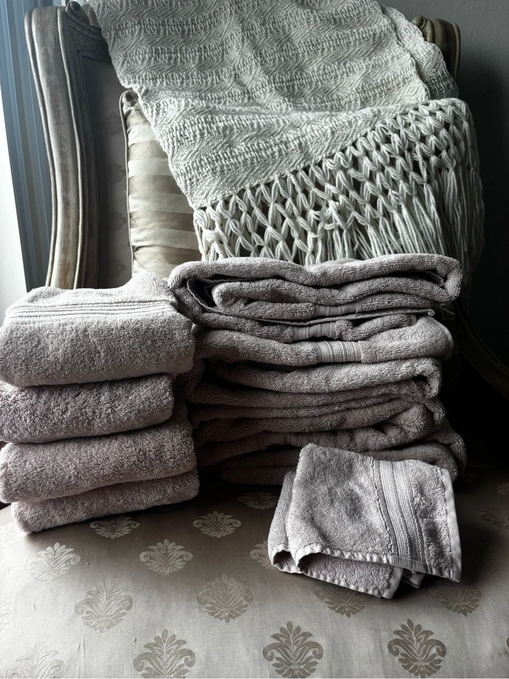 Pottery Barn Dusty Mauve Cotton Bath Towel Set